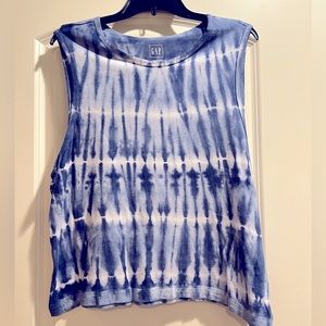Gap Blue and White Tie Dye Cropped Tank